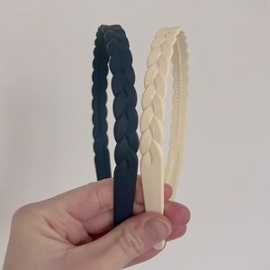 NEW Headband set of 2 - one navy braid and one cream braid